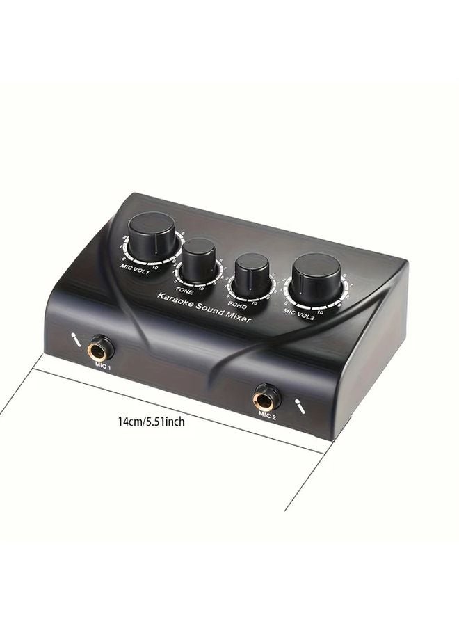Karaoke Sound Mixer Dual Mic 2 Channel Portable Powered Audio Mixer Headphone Amplifier - Image 3