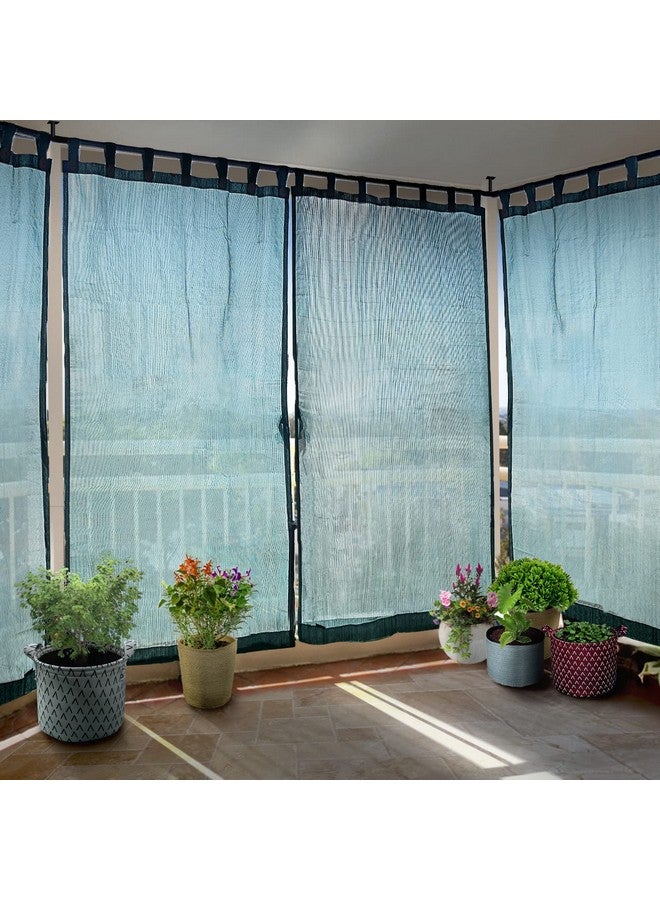 HIPPO - PE 85% Outdoor Sun Blocking Balcony Curtains Loop UV Protection, Sun Shading Light Filtering, Temperature Reducing 8 ft Door Curtain, Set of 2 pcs (Cool-Blue || 4.5FTX8.0FT) - Image 1