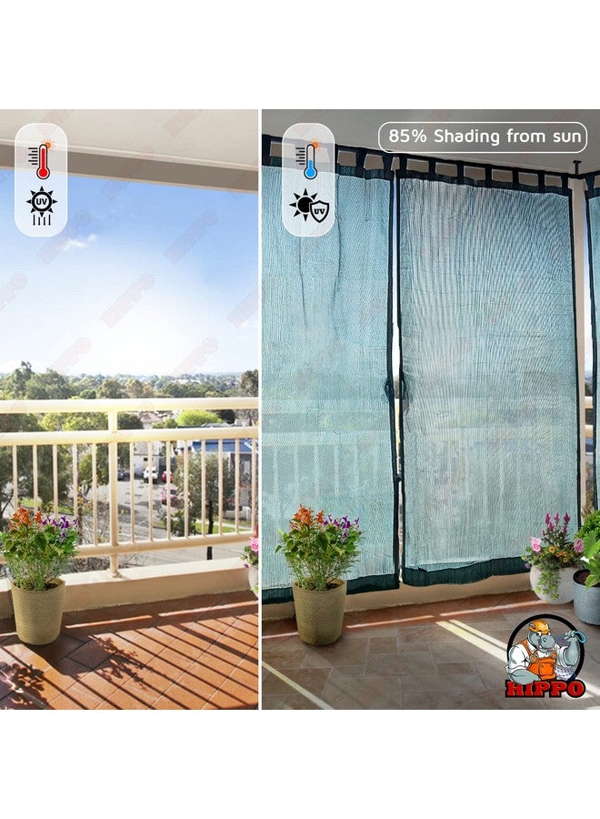 HIPPO - PE 85% Outdoor Sun Blocking Balcony Curtains Loop UV Protection, Sun Shading Light Filtering, Temperature Reducing 8 ft Door Curtain, Set of 2 pcs (Cool-Blue || 4.5FTX8.0FT) - Image 2