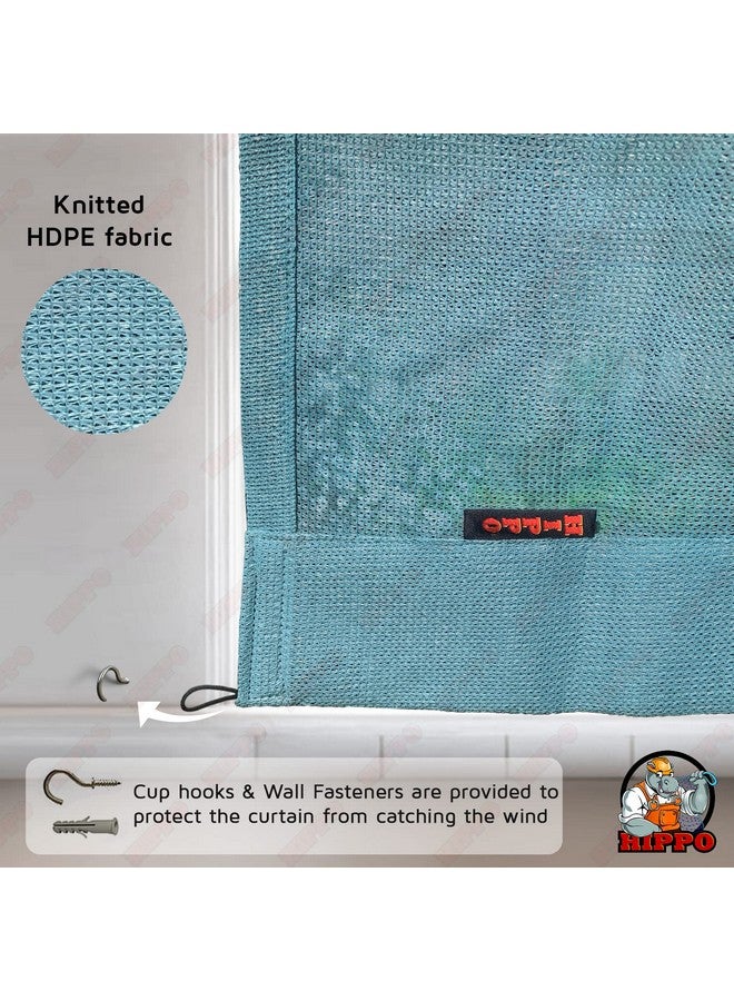HIPPO - PE 85% Outdoor Sun Blocking Balcony Curtains Loop UV Protection, Sun Shading Light Filtering, Temperature Reducing 8 ft Door Curtain, Set of 2 pcs (Cool-Blue || 4.5FTX8.0FT) - Image 5
