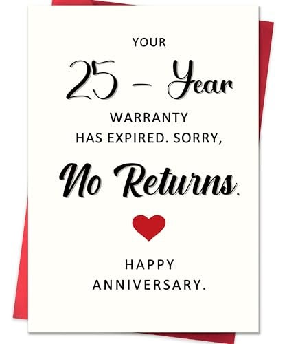 Smithtuy Funny 25th Anniversary Card,25 Year Wedding Anniversary Card Gifts for Husband Wife Couples Him Her,25th Anniversary Cards Gifts for Women Men - Image 1