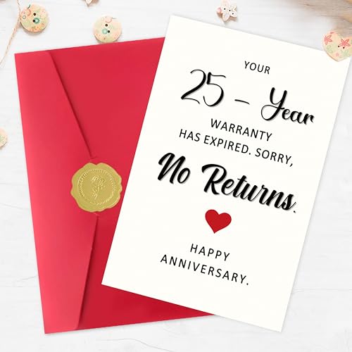 Smithtuy Funny 25th Anniversary Card,25 Year Wedding Anniversary Card Gifts for Husband Wife Couples Him Her,25th Anniversary Cards Gifts for Women Men - Image 4