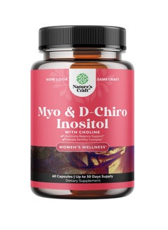 Myo-Inositol & D-Chiro Inositol Capsules - Choline Inositol Supplement for Cycle and Fertility Support - Womens Hormone Balance Supplement with Myo & D-chiro Inositol plus Choline Bitartrate