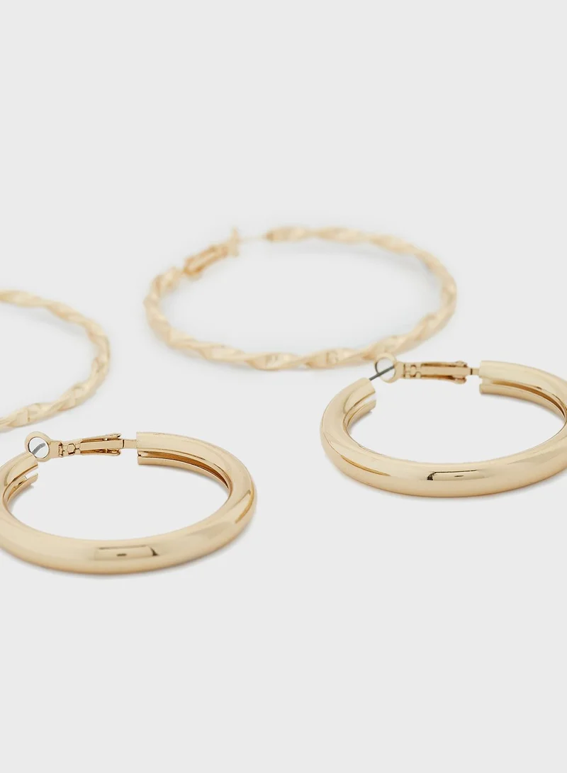 Ginger 5 Pair Mix Hoop Heart Earring Set