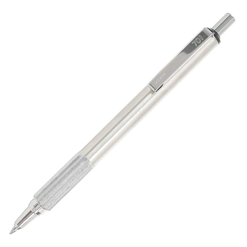 Zebra Pen Zebra F-701 Metal Pen - Ballpoint Fine Point Stainless Steel - 0.8mm - Black Ink - Retractable Zebra Pens with 2 Black Ink Refills - Image 2
