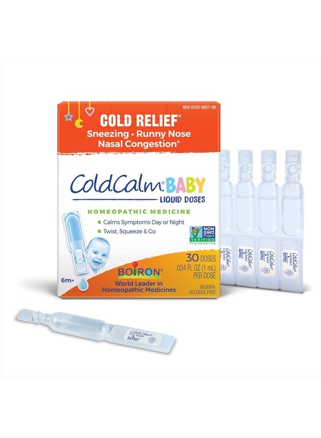 Boiron قطرات كولد كالم للأطفال للاستخدام الفردي لتخفيف أعراض البرد من العطس وسيلان الأنف واحتقان الأنف - جرعات سائلة معقمة وغير مهدئة - 30 عدّ - Image 1