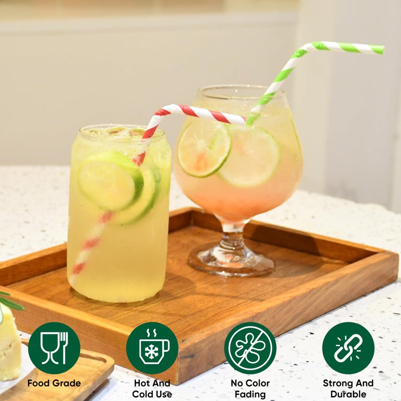 chunspak Flexible Paper Drinking Straws  250 Count  7.75"" Long  0.24"" diameter - 100% Biodegradable - Assorted Striped Colors - Image 3