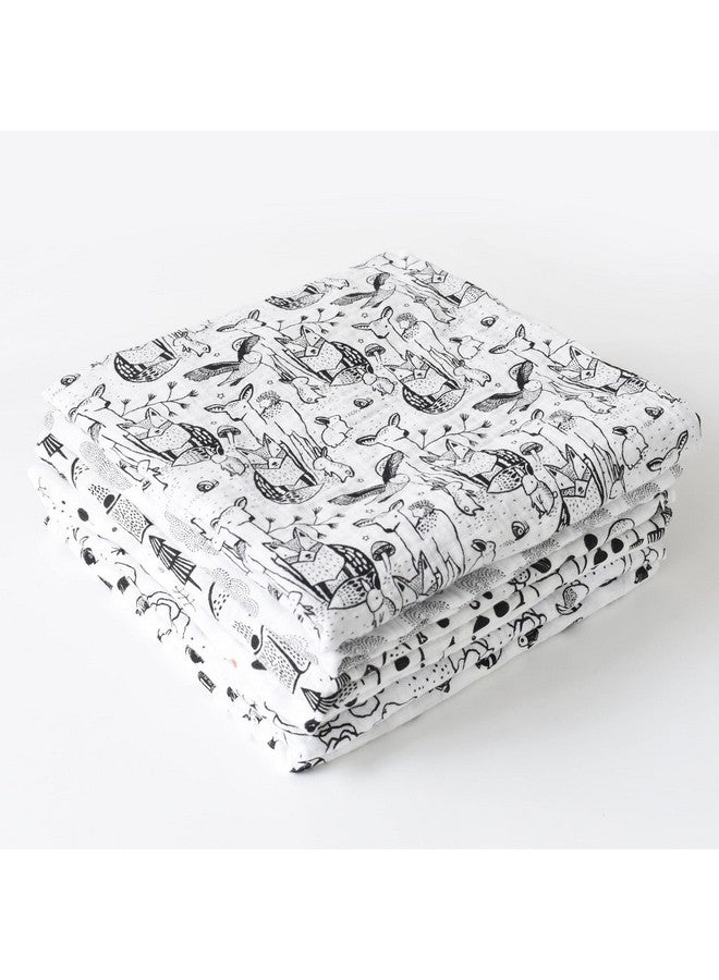 Wee Gallery, Organic Muslin Swaddle - Forest - Woodland Animals Design, Black and White for Baby Visual Development, Quality Cotton Swaddling or Receiving Blanket - Image 5