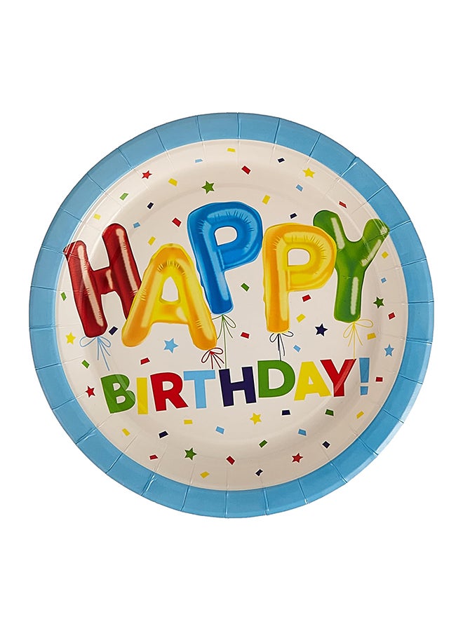 7-Inch Blue Happy Birthday Party Plates (Pack of 10) Ideal for Party, Celebration, Decoration, Theme, Birthdays  - Image 1