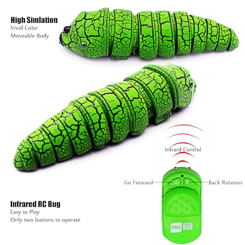 Tipmant RC Bug Remote Control Worm Realistic Caterpillar Inchworm Electronic Animal Toys Fake Insect Car Vehicle Kids Birthday Gifts Green - Image 5