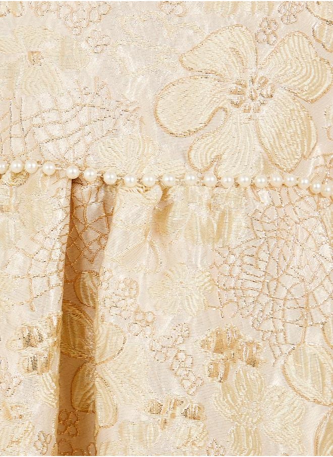 Styli Jacquard Faux Pearl Embellished Sleeveless Dress  - Image 3