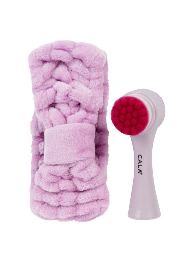 CALA Dual Action Facial Brush & Headband Setpurple