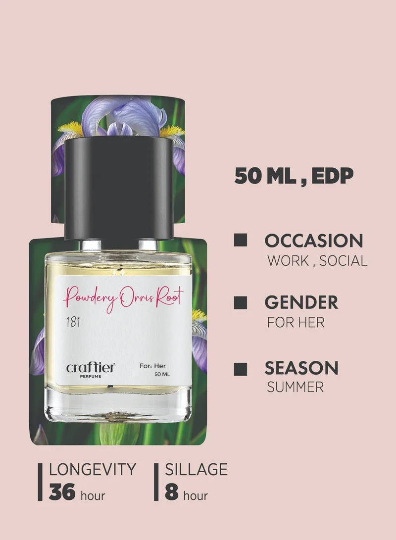 Craftier Perfume Inspired-Enigma POWDERY ORRIS ROOT - Inspired of-ENIGMA, Eau De Parfum for Women - 50ml, Long Lasting Powdery Fragrance Upto 36 Hrs, Travel Size Women's Perfume for Women | Best Price UAE