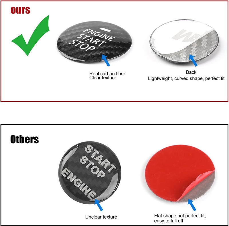 ANFOKAS Compatible with Mazda 3 6 CX-3 CX-5 CX-9 MX-5 Miata Accessories Real Carbon Fiber Sporty Car Keyless Engine Start Stop Push Button Cover Trim Sticker -Black - Image 4