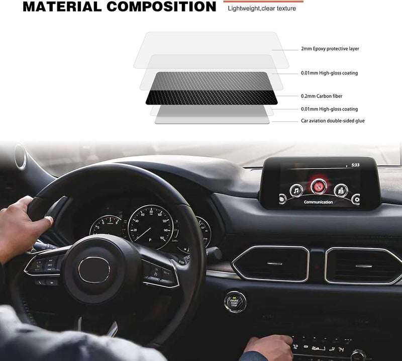 ANFOKAS Compatible with Mazda 3 6 CX-3 CX-5 CX-9 MX-5 Miata Accessories Real Carbon Fiber Sporty Car Keyless Engine Start Stop Push Button Cover Trim Sticker -Black - Image 5