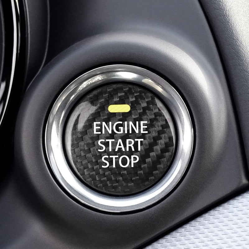 ANFOKAS Compatible with Mazda 3 6 CX-3 CX-5 CX-9 MX-5 Miata Accessories Real Carbon Fiber Sporty Car Keyless Engine Start Stop Push Button Cover Trim Sticker -Black - Image 2