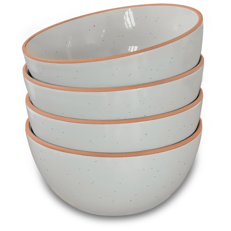 Mora Ceramic Bowls For Kitchen 28oz  Bowl Set of 4  For Cereal Salad Pasta Soup Dessert Serving etc  Dishwasher Microwave and Oven Safe  For Breakfast Lunch and Dinner  Earl Grey