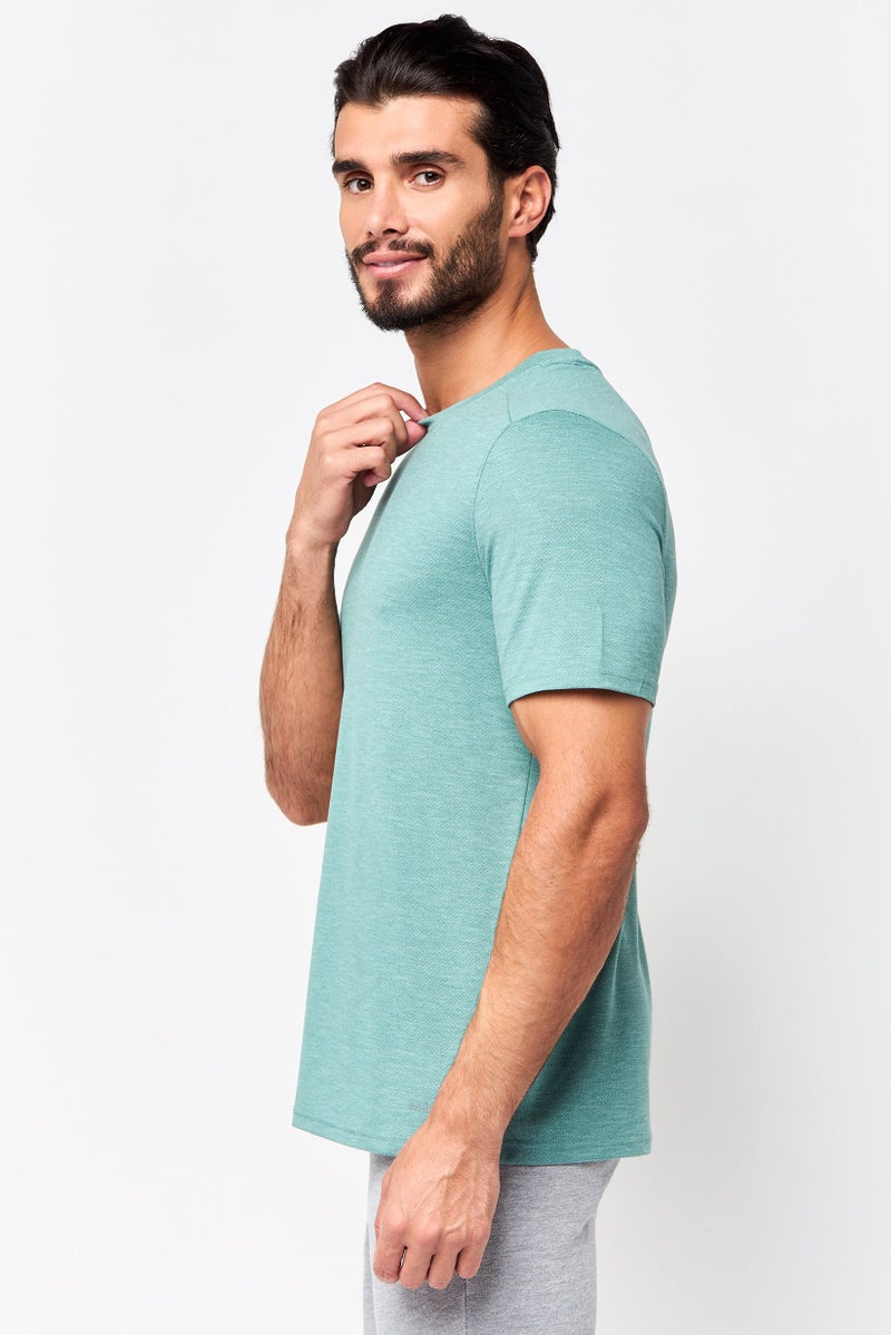 MOTION Men Sportswear Fit Short Sleeve Training T-Shirt, Sage Green - Image 3