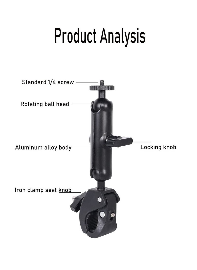 Anmi Motorcycle Mount for Insta360 One X3 , One X2 ,One RS,One R,GoPro Hero, Double Ball Handlebar Mount for Action Camera (Black) - Image 3