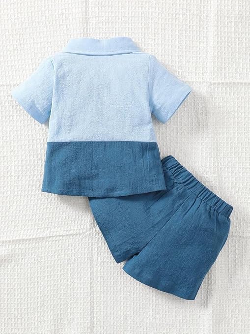 URBAN OX Boys Poly Cotton Solid Stylish Co-Ords Set | Multi-Color Shorts & Shirt | Comfortable Wear (Blue, 3-4 Years) - Image 3