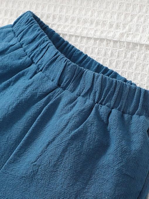 URBAN OX Boys Poly Cotton Solid Stylish Co-Ords Set | Multi-Color Shorts & Shirt | Comfortable Wear (Blue, 3-4 Years) - Image 4