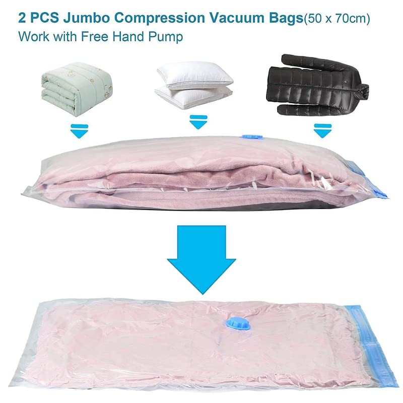 Krupasadhya Vacuum Storage Bags 80 More Storage HandPump for Travel DoubleZip Seal and Triple Seal Valve Vacuum Sealer Bags for Comforters Blankets Bedding Clothing 5 PCS Set - Image 2