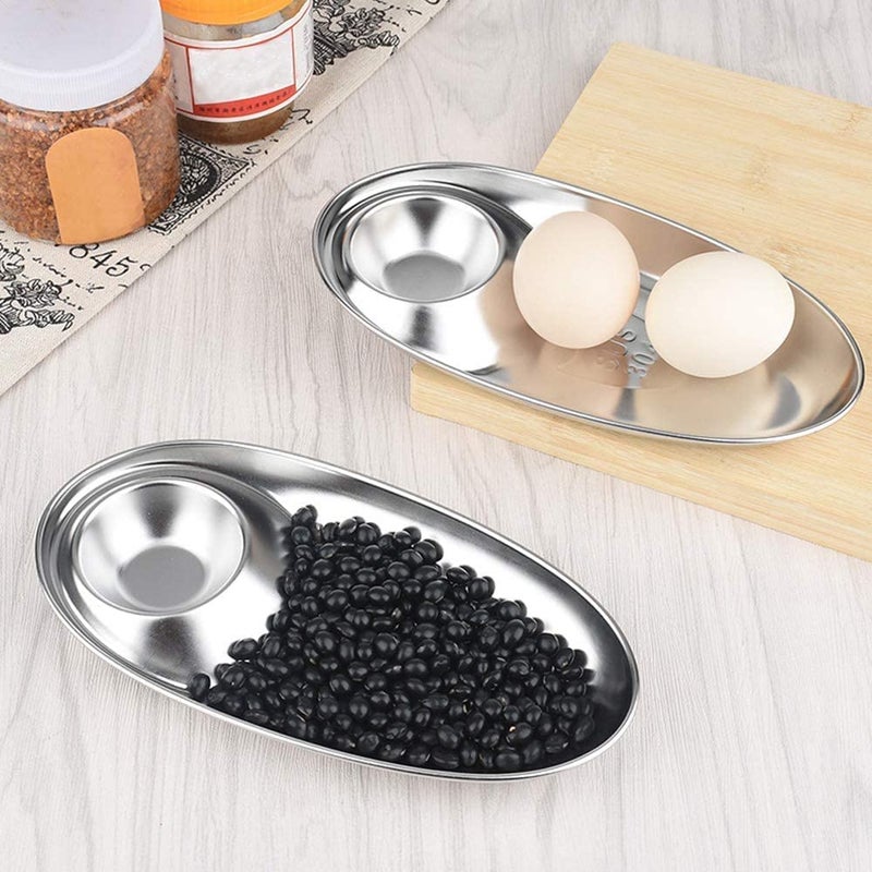 RASOFAB ZWERLIN Stainless Steel Snack Plate, Condiment Divided Tray, Sauce Dish for Dinner Snack and Salad, Tomato Sauce - Image 4