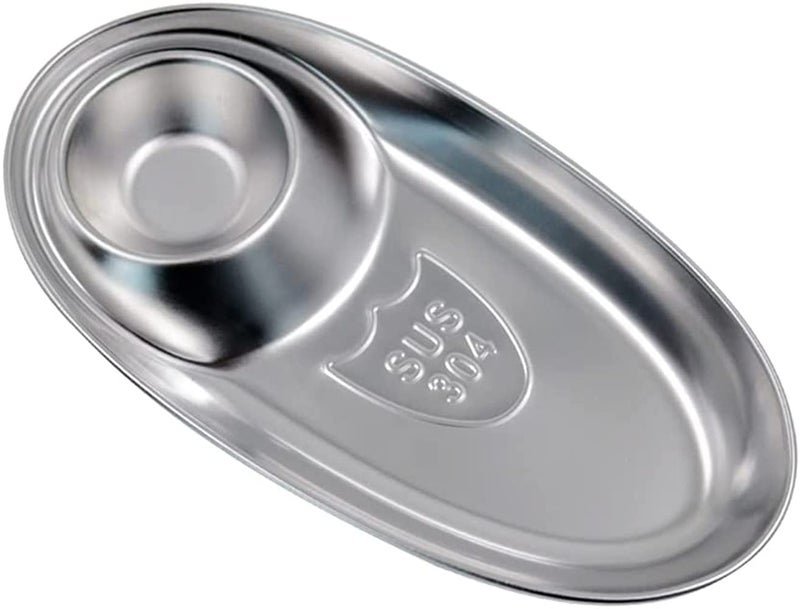 RASOFAB ZWERLIN Stainless Steel Snack Plate, Condiment Divided Tray, Sauce Dish for Dinner Snack and Salad, Tomato Sauce - Image 2