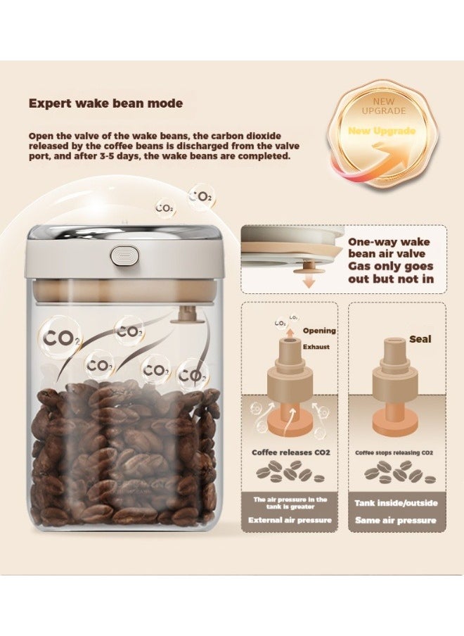Generic - 1700ml sealed coffee storage tank, equipped with a bean awakening valve, moisture-proof and fresh-keeping, extending the shelf life of coffee beans. It can also be used for daily storage of tea or food that is easily affected by moisture. - Image 1