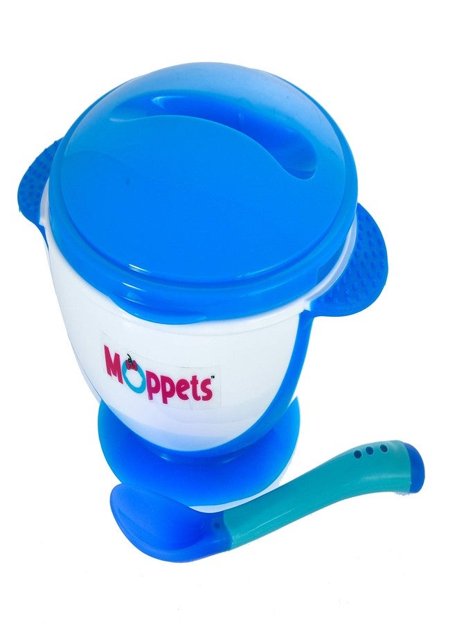 Moppets 350ml Suction Bowl with Snap-in Spoon (Blue) - Image 2