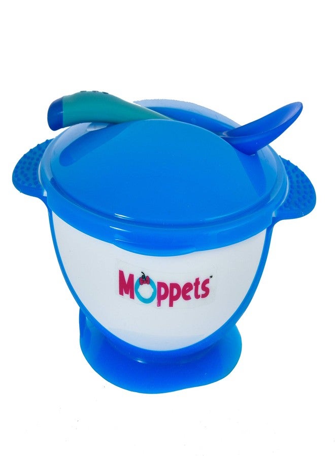 Moppets 350ml Suction Bowl with Snap-in Spoon (Blue) - Image 1