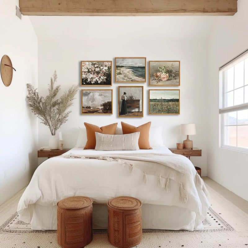 KBKBART عتيقة الجدار الفن الرجعية الساحلية الساحلية شاطئ منزل مؤطرة القماش المطبوعات اللوحة مزرعة ديكور الانطباعية ريفي المناظر الطبيعية المناظر الطبيعية ديكور لغرفة نوم الحمام غرفة المعيشة - Image 5