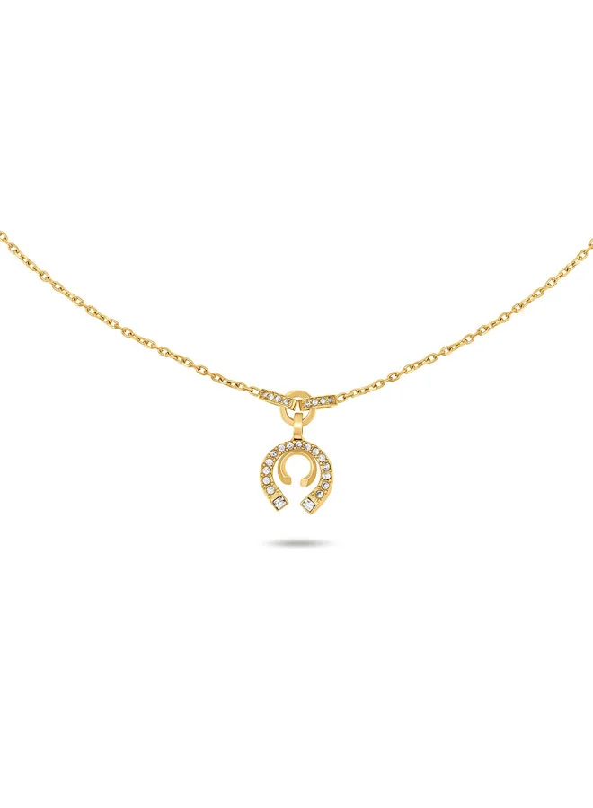 Amalia Gold Double C Pendant Necklace with Sparkling Stones for Women