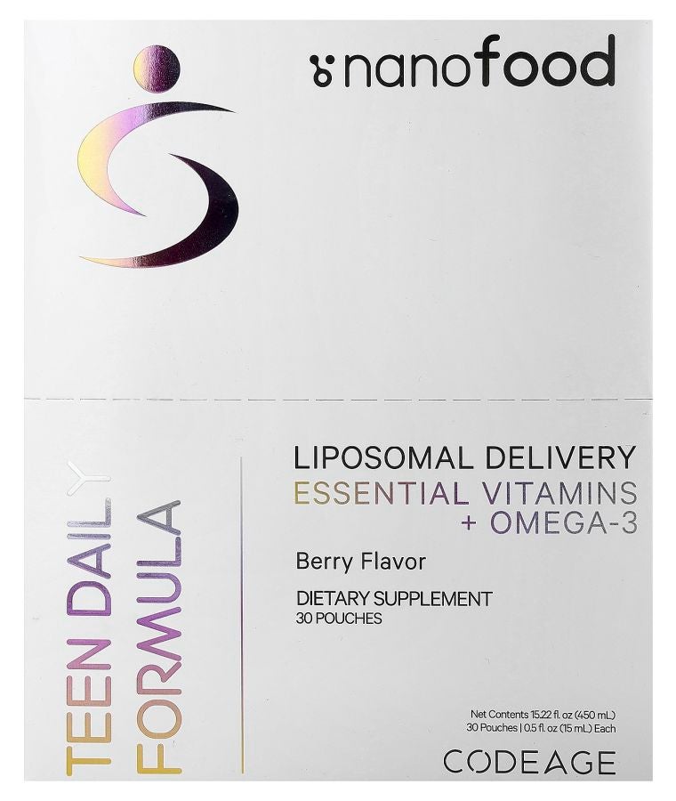 Codeage Nanofood Teen Daily Formula Berry 30 Pouches 0.5 fl oz (15 ml) Each