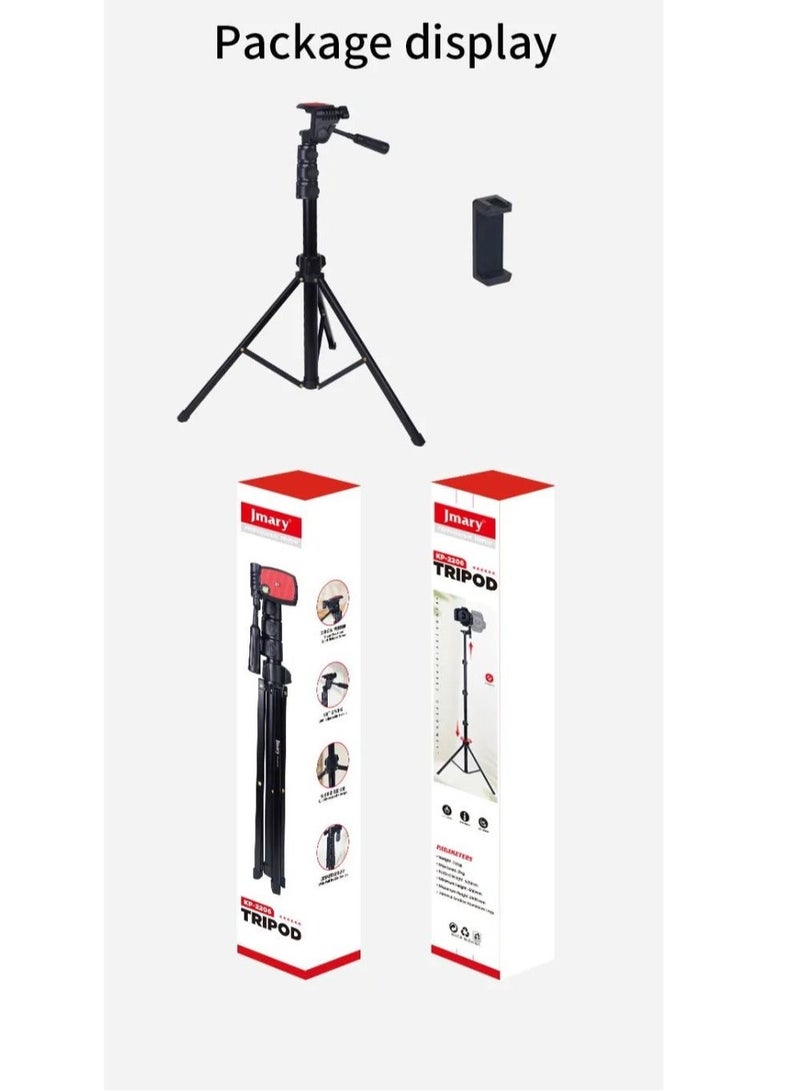 JMARY KP-2206 Professional Tripod 169CM Aluminum Camera & Mobile Stand with 360° Rotating Head Selfie Stick Phone Holder Carry Bag for DSLR Smartphones Video Recording - Image 1