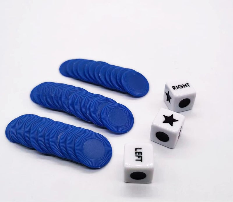 Befantasway Right Left Center Dice Game Set with 3 Dices& 36 Chips - Blue - Image 3