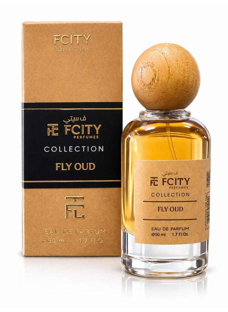 عطر FCITY Fly Oud Eau De Parfum 50ml - عطر بولد عود خشبي يدوم طويلاً للرجال والنساء - روائح دخانية وحارة ومسكية - عطر مكثف للجنسين