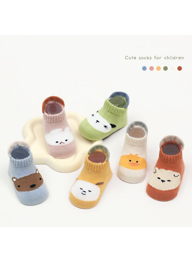 MileMelo 6 Pairs Baby Non Slip Socks - Cute & Funny Gender Neutral Baby Shower Gift Multicolour（Style 3） - Image 2