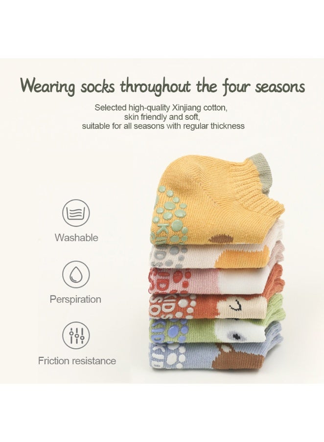 MileMelo 6 Pairs Baby Non Slip Socks - Cute & Funny Gender Neutral Baby Shower Gift Multicolour（Style 3） - Image 3