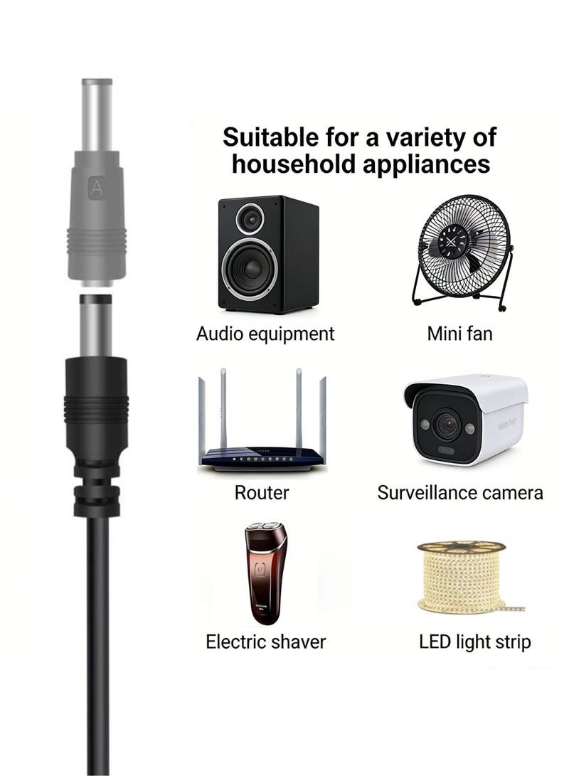 5V Universal DC Power Cable, USB to DC Charging Cord with 11pcs Adapter Plugs for Webcam Router, Recorder, Bluetooth Speaker, Scanner, DVR, Hard Disk Box, USB-HUB etc. - Image 3