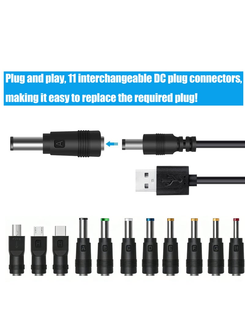 5V Universal DC Power Cable, USB to DC Charging Cord with 11pcs Adapter Plugs for Webcam Router, Recorder, Bluetooth Speaker, Scanner, DVR, Hard Disk Box, USB-HUB etc. - Image 2
