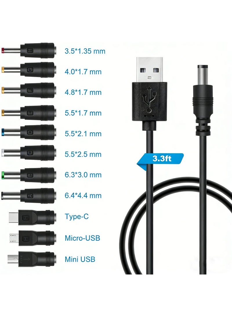 5V Universal DC Power Cable, USB to DC Charging Cord with 11pcs Adapter Plugs for Webcam Router, Recorder, Bluetooth Speaker, Scanner, DVR, Hard Disk Box, USB-HUB etc. - Image 5