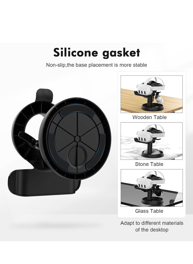 SOLARAE VR Stand Holder Compatible with Meta Quest 3/Oculus Quest 2/Pico 4/Vision Pro - Universal Headset Vertical Display Dock Station, Stable Bracket with Storage Round Base - Image 3