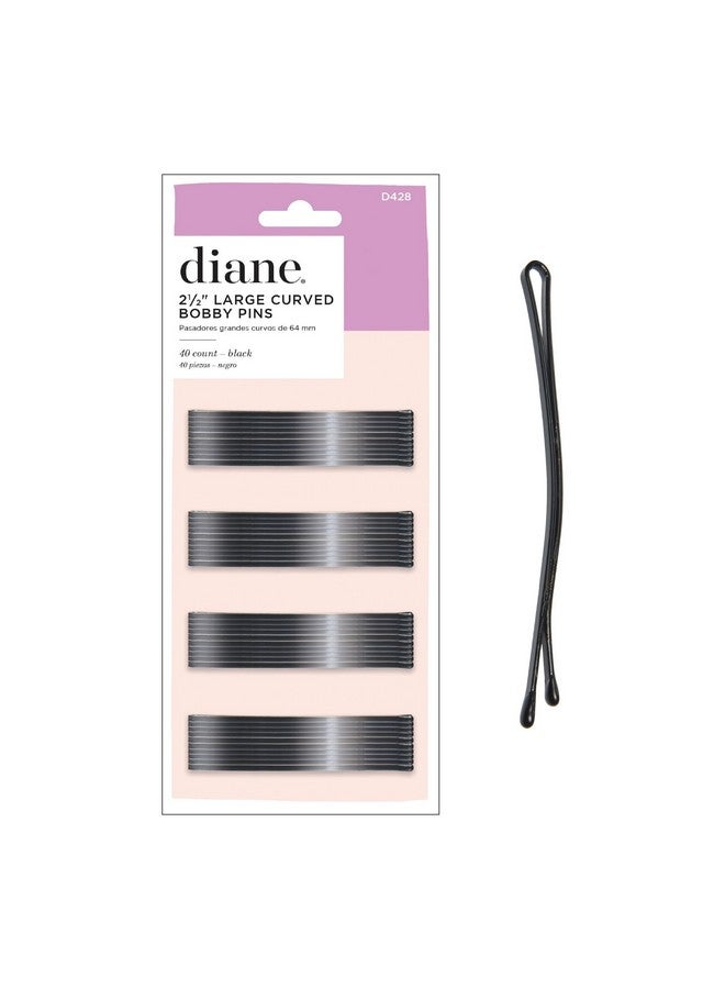 Diane Hair Bobby Pins for Women â€“ Large 2.5â€ - Black, Curved Flat Design with Ball Tips, D428-40 Count (Pack of 1) - Image 1