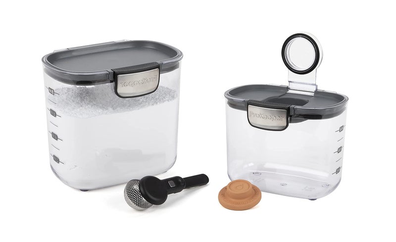 Progressive International ProKeeper+ Clear Plastic Airtight Food Baker's Kitchen Storage Organization Container Canister Set with Magnetic Accessories, 2- Piece Set (Powdered & Brown Sugar 1.4-Quart) - Image 1