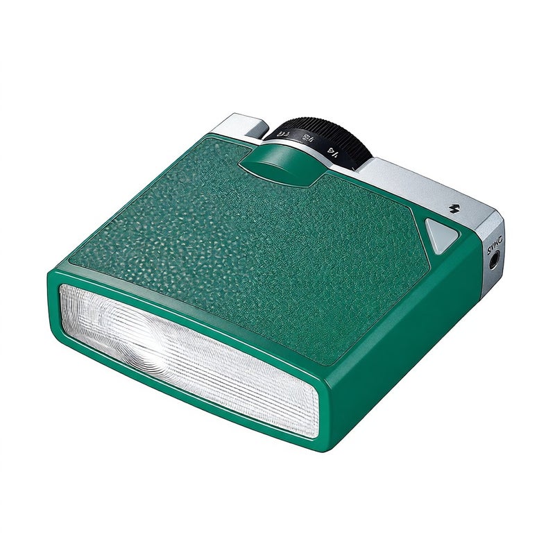Retro Camera Flash: Green Universal Camera Flash - Timeless Classic Design, Easy Auto & Manual Modes for Digital Film Cameras On The Go - Image 1