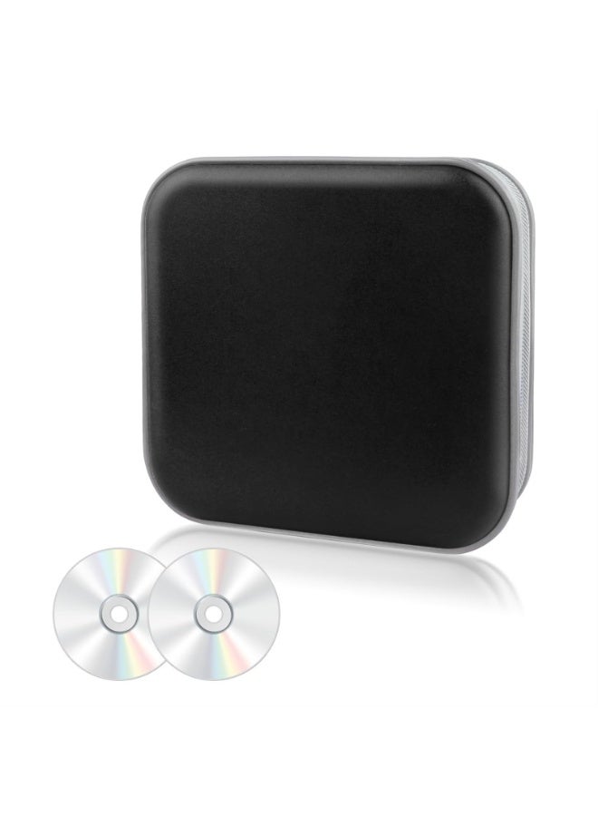 CD Case Capacity Portable CD Storage Binder CD Holder for Car Storing DVD/VCD Disc Car Accessories Zippered CD Holder CD Organizer Case for Car,Home,Travel,Office (Color : Black) - Image 1