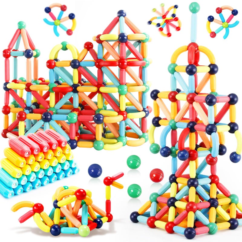 STEMTiles 64PCS Magnetic Building Blocks Montessori Magnet Toys for Kids Toddlers STEM Learning Toys for Boys and Girls Creativity Kids Game - Image 2