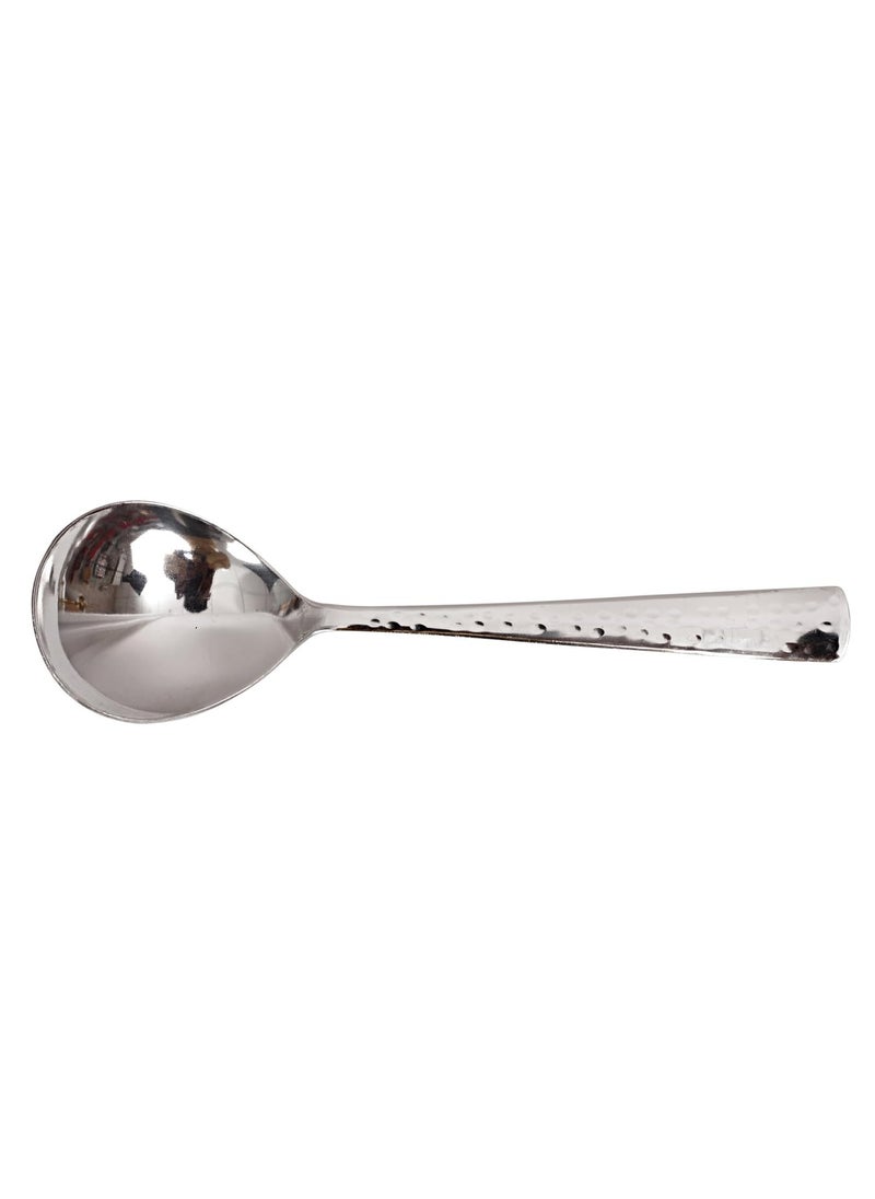 INDIAN ART VILLA Indian Art Villa Handmade Hammered Stainless Steel Serving Spoon Cutlery Set 2 Pieces Silver  - Image 2
