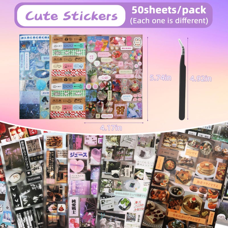 Tmtains 800Pcs Cute Scrapbook Stickers Travel Y2k Japanese Sticker Book for Adult Kawaii Korean Stickers for Journaling Heisei Retro Aesthetic Sticker Manga Style Decor for DIY Crafts Junk Journal Gifts Radio - Image 2